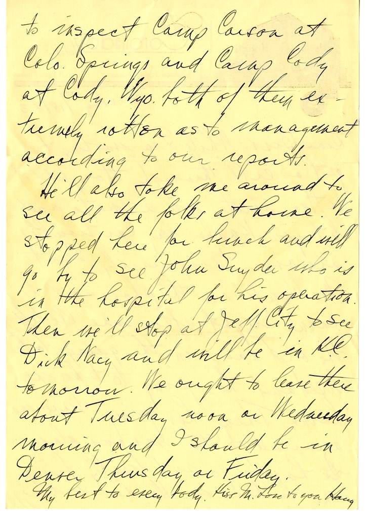 Letter from Harry S. Truman to Bess W. Truman