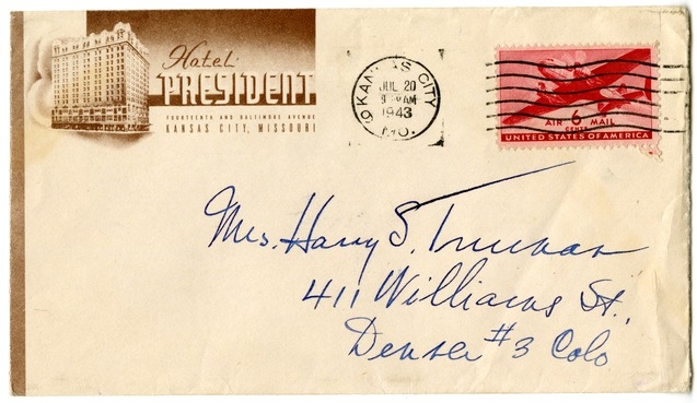 Letter from Harry S. Truman to Bess W. Truman