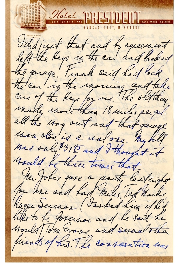 Letter from Harry S. Truman to Bess W. Truman