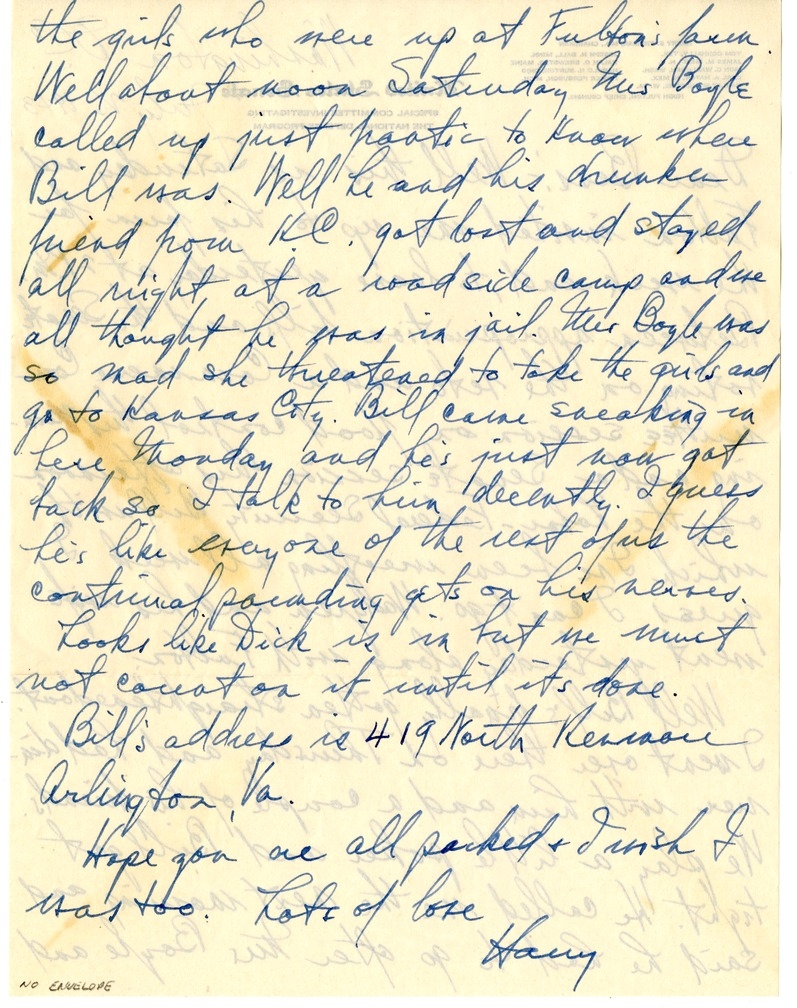 Letter from Harry S. Truman to Bess W. Truman