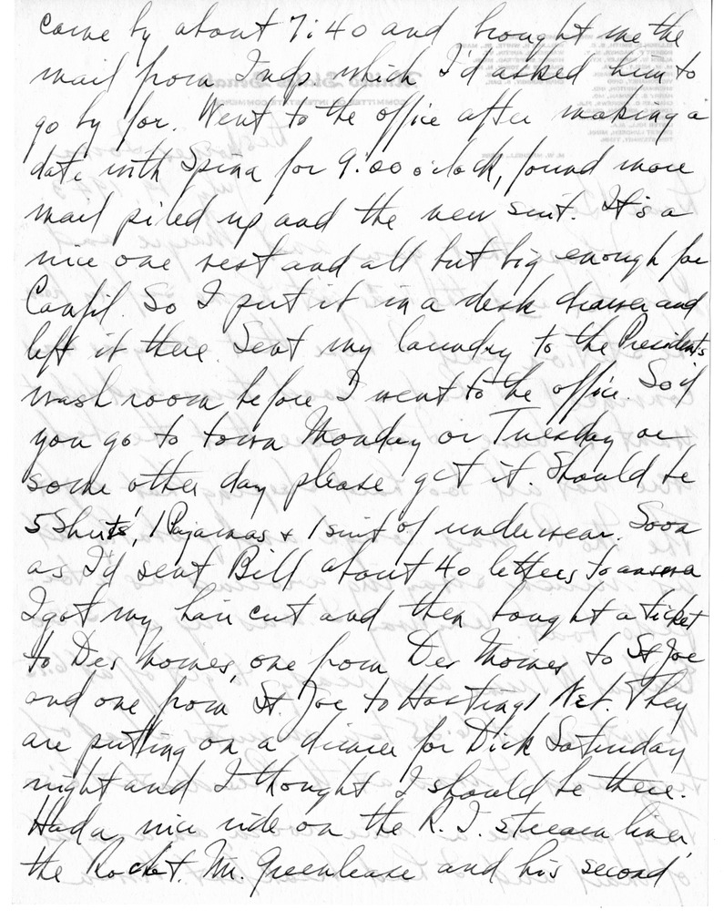 Letter from Harry S. Truman to Bess W. Truman