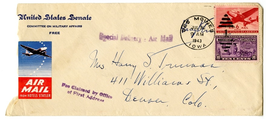 Letter from Harry S. Truman to Bess W. Truman