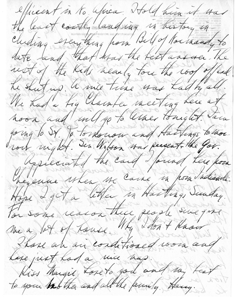 Letter from Harry S. Truman to Bess W. Truman