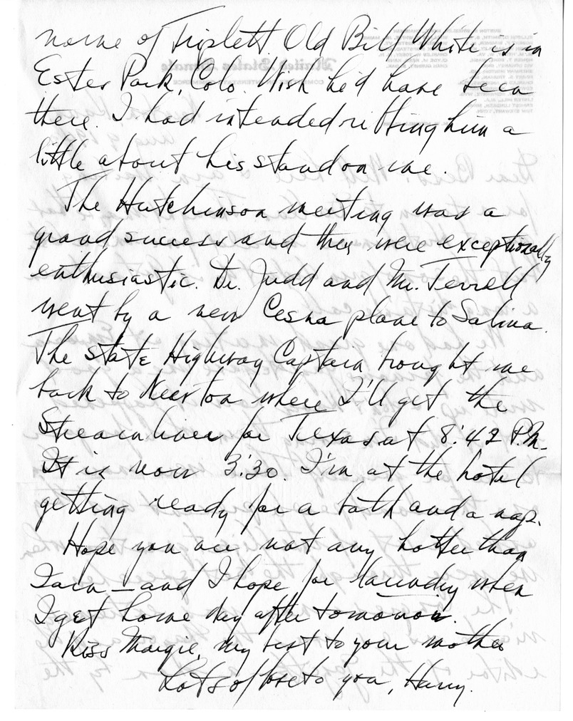 Letter from Harry S. Truman to Bess W. Truman