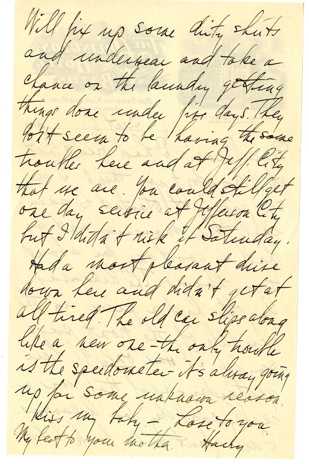 Letter from Harry S. Truman to Bess W. Truman
