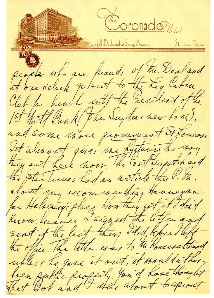 Letter from Harry S. Truman to Bess W. Truman