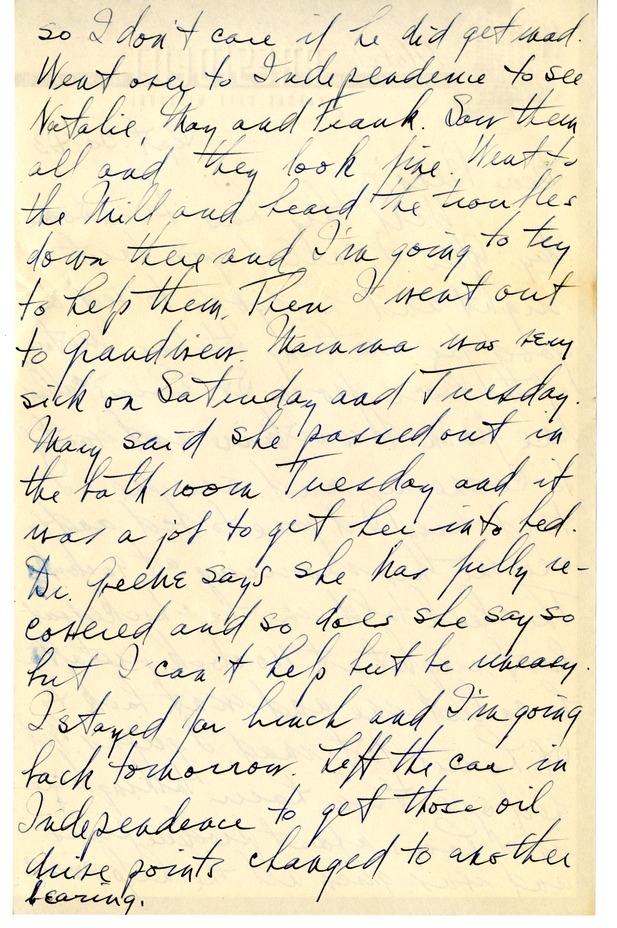 Letter from Harry S. Truman to Bess W. Truman