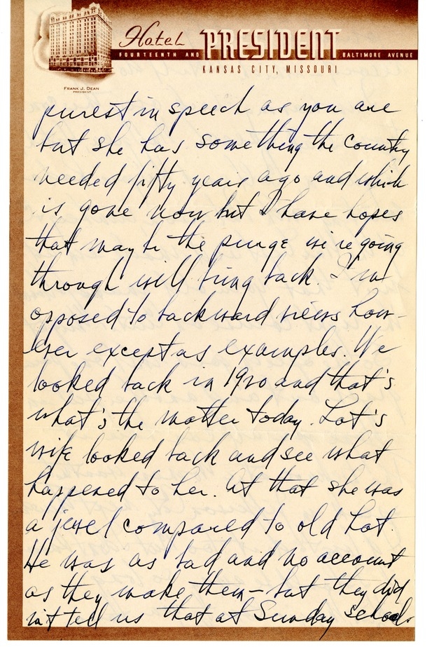 Letter from Harry S. Truman to Bess W. Truman