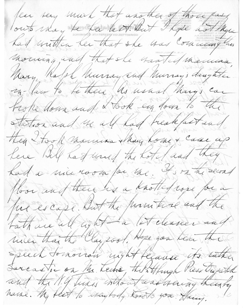 Letter from Harry S. Truman to Bess W. Truman