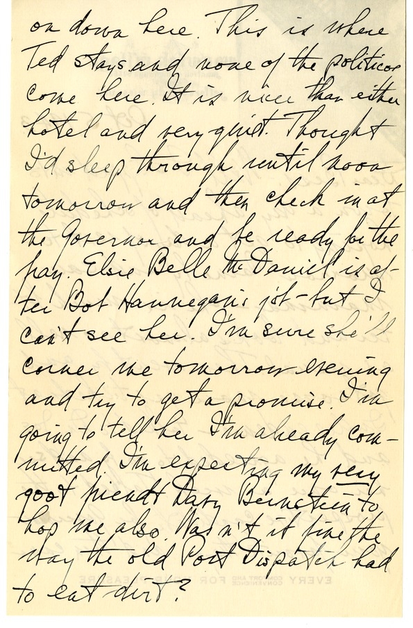 Letter from Harry S. Truman to Bess W. Truman