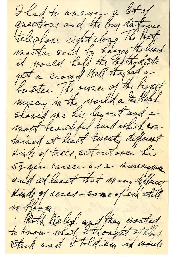 Letter from Harry S. Truman to Bess W. Truman