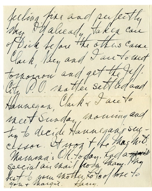 Letter from Harry S. Truman to Bess W. Truman
