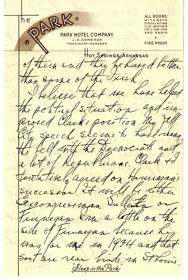 Letter from Harry S. Truman to Bess W. Truman