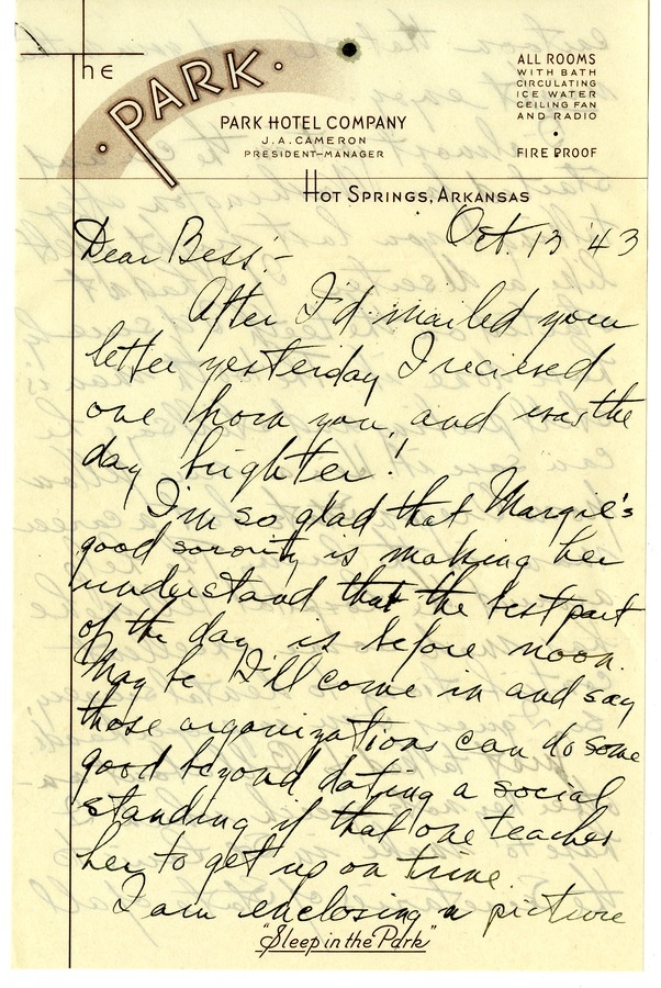 Letter from Harry S. Truman to Bess W. Truman