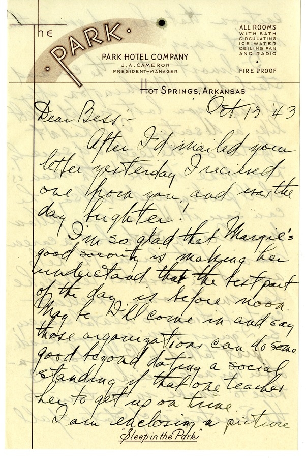 Letter from Harry S. Truman to Bess W. Truman