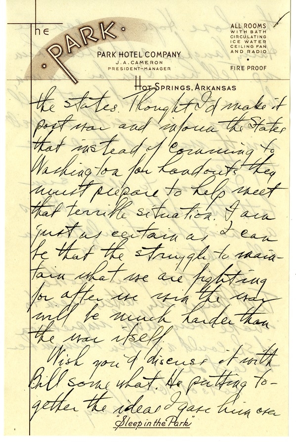 Letter from Harry S. Truman to Bess W. Truman