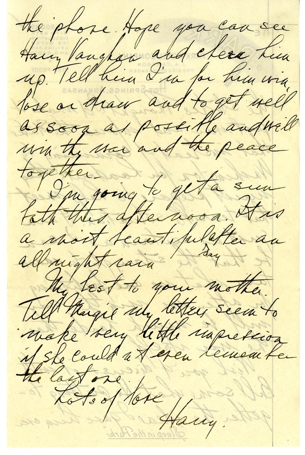 Letter from Harry S. Truman to Bess W. Truman