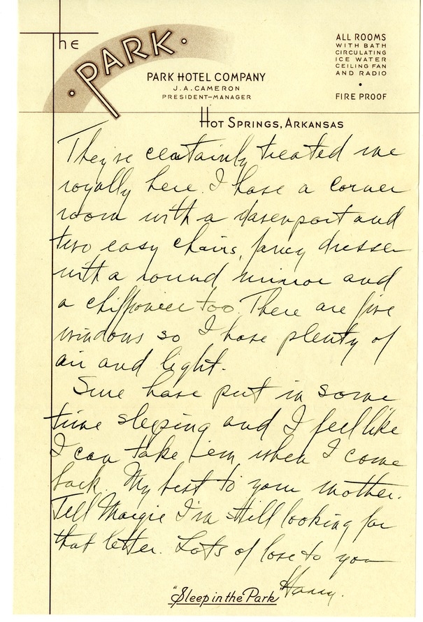 Letter from Harry S. Truman to Bess W. Truman