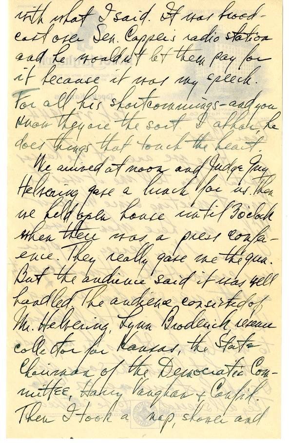 Letter from Harry S. Truman to Bess W. Truman