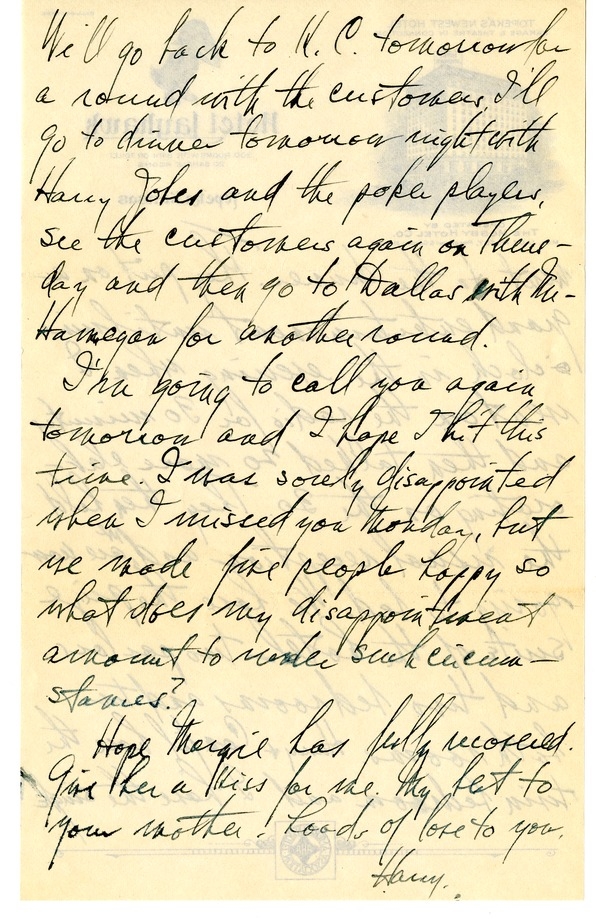 Letter from Harry S. Truman to Bess W. Truman