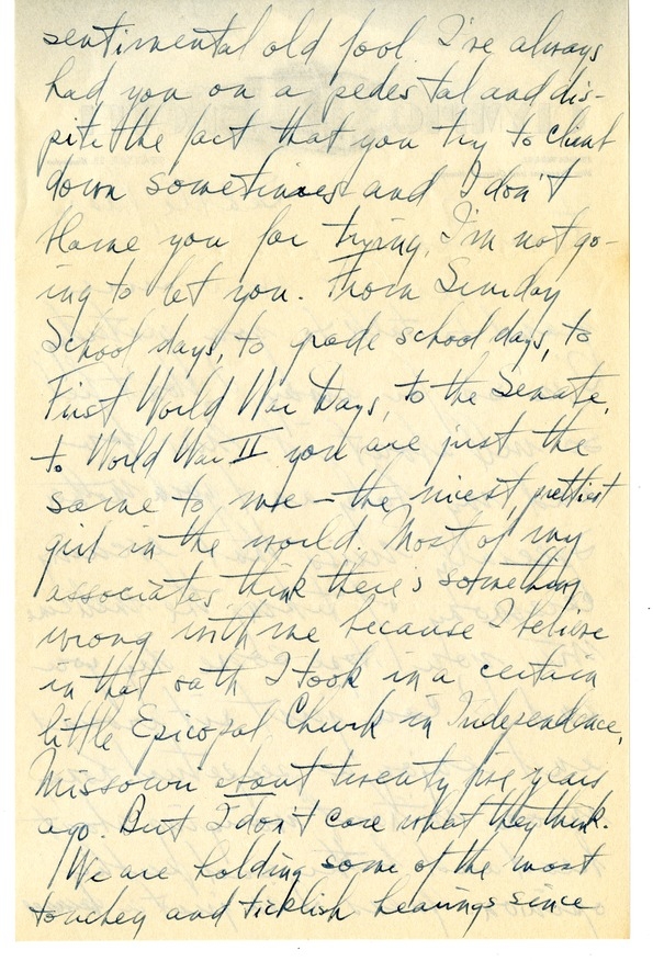 Letter from Harry S. Truman to Bess W. Truman