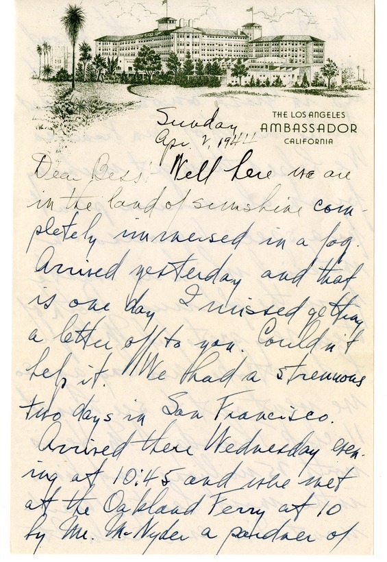 Letter from Harry S. Truman to Bess W. Truman