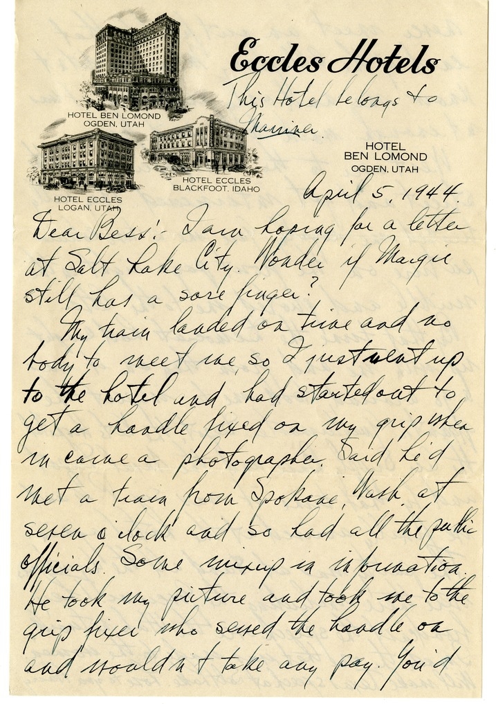 Letter from Harry S. Truman to Bess W. Truman