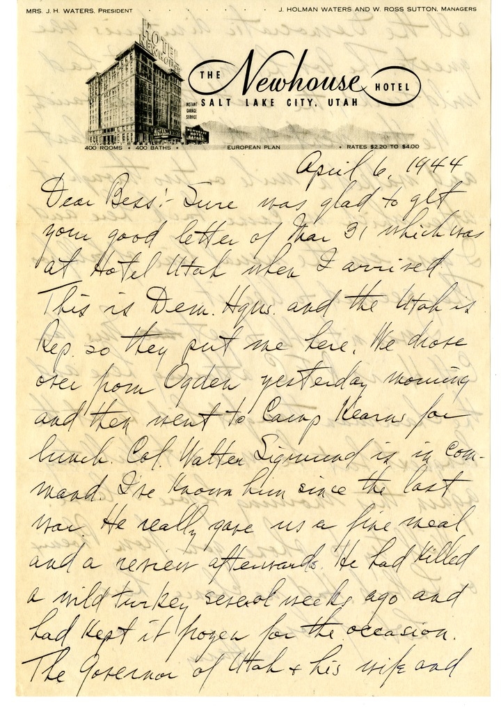 Letter from Harry S. Truman to Bess W. Truman