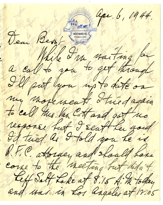 Letter from Harry S. Truman to Bess W. Truman