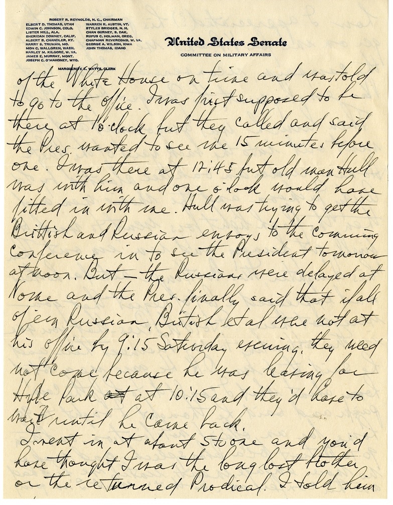 Letter from Harry S. Truman to Bess W. Truman with Attachment