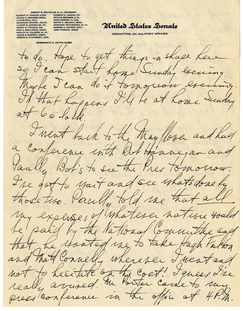 Letter from Harry S. Truman to Bess W. Truman with Attachment