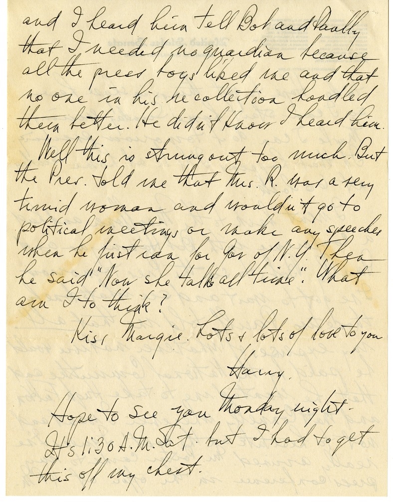 Letter from Harry S. Truman to Bess W. Truman with Attachment