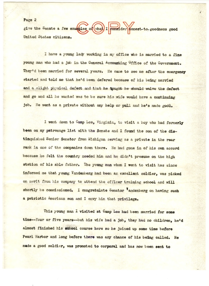 Letter from Harry S. Truman to Bess W. Truman with Attachment