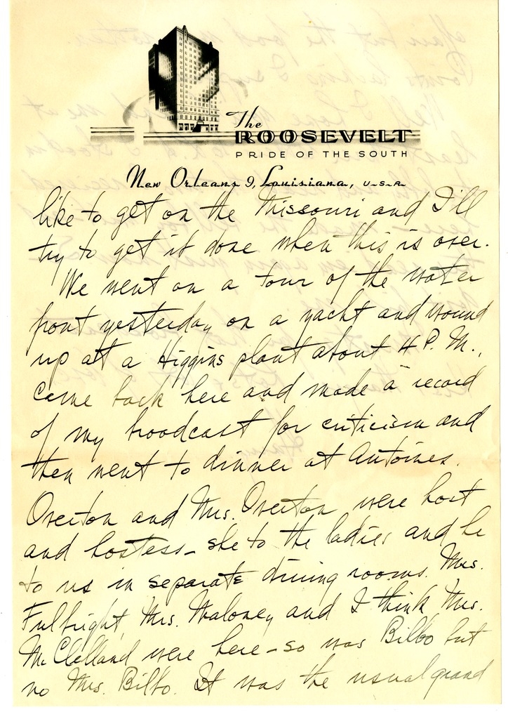 Letter from Harry S. Truman to Bess W. Truman