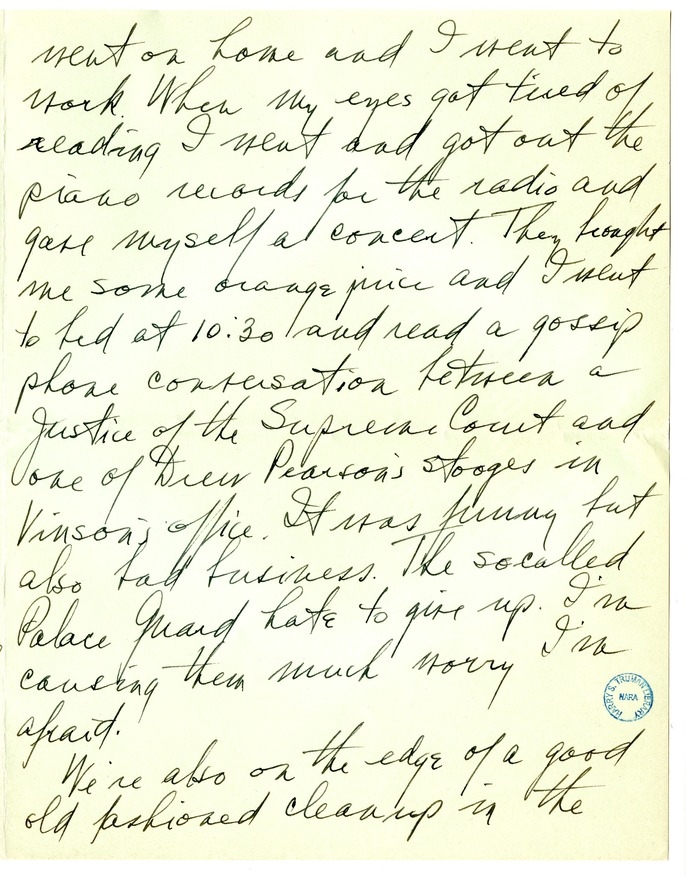Letter from Harry S. Truman to Bess W. Truman