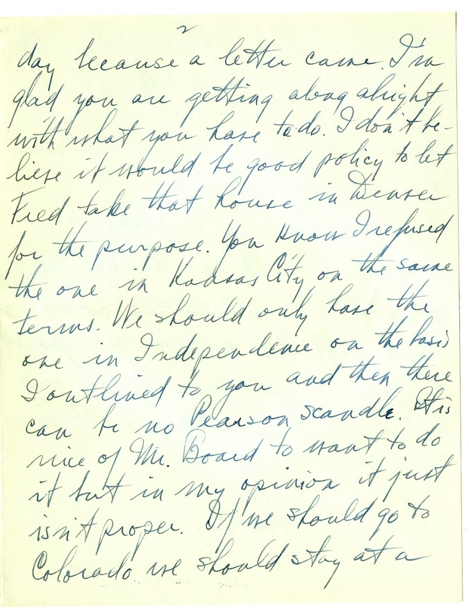 Letter from Harry S. Truman to Bess W. Truman