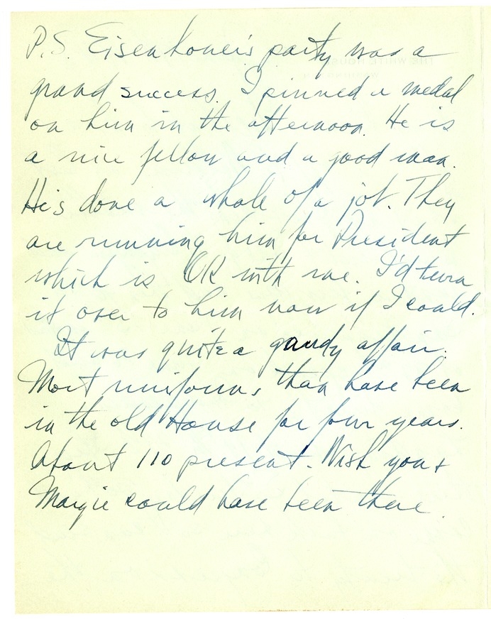 Letter from Harry S. Truman to Bess W. Truman