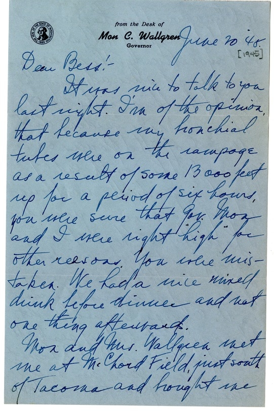 Letter from Harry S. Truman to Bess W. Truman