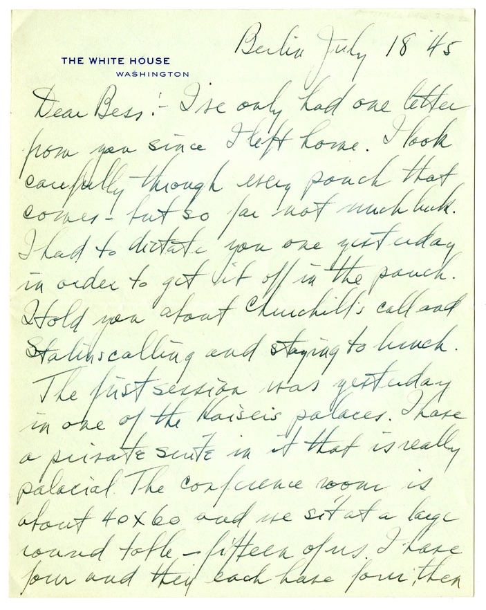 Letter from Harry S. Truman to Bess W. Truman