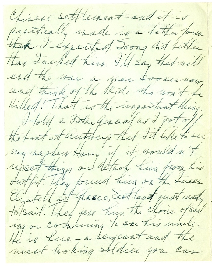 Letter from Harry S. Truman to Bess W. Truman