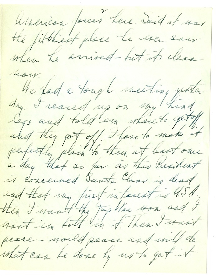 Letter from Harry S. Truman to Bess W. Truman