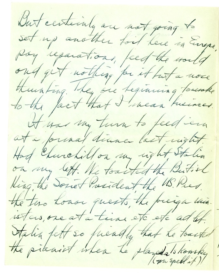 Letter from Harry S. Truman to Bess W. Truman