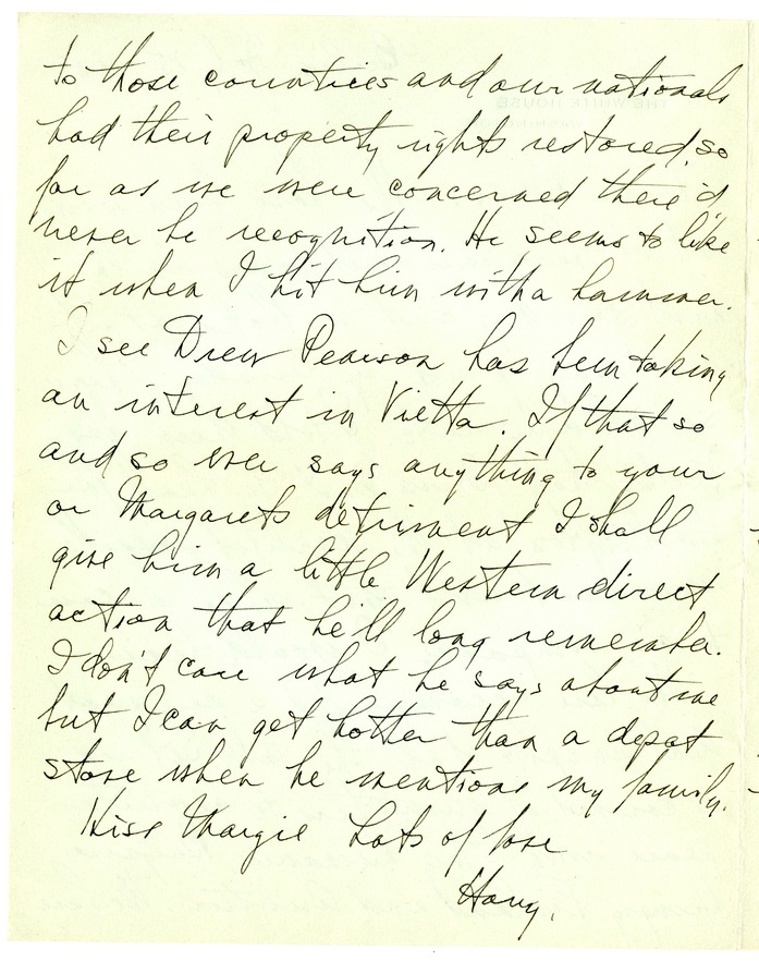 Letter from Harry S. Truman to Bess W. Truman