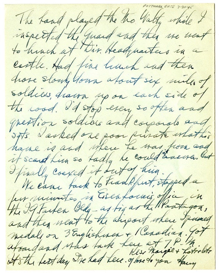 Letter from Harry S. Truman to Bess W. Truman