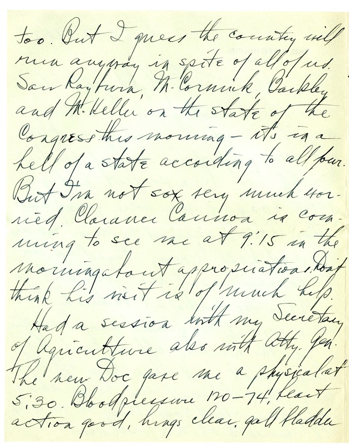 Letter from Harry S. Truman to Bess W. Truman