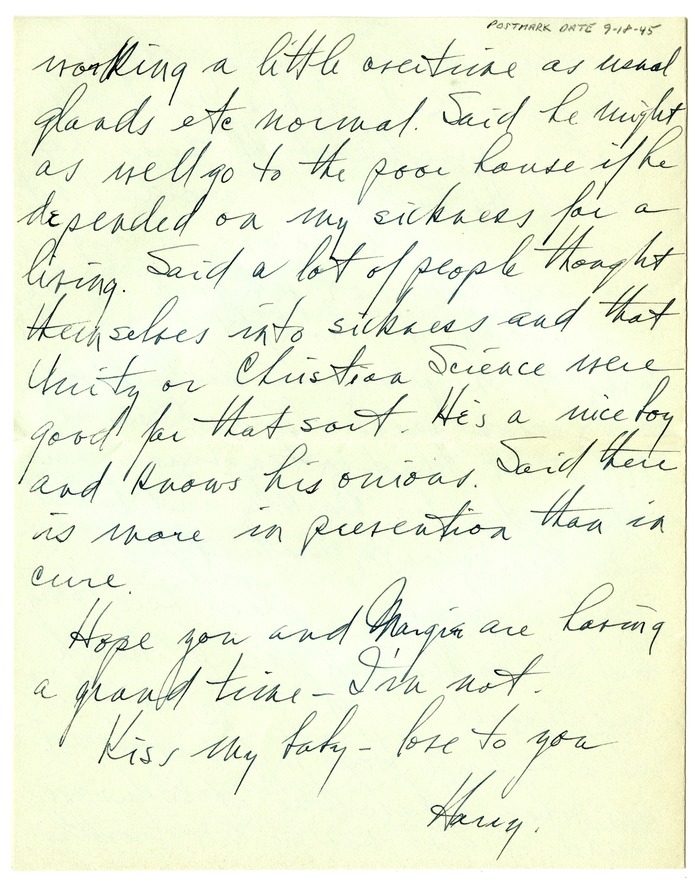 Letter from Harry S. Truman to Bess W. Truman