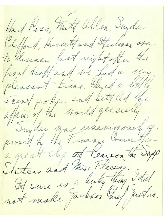 Letter from Harry S. Truman to Bess W. Truman