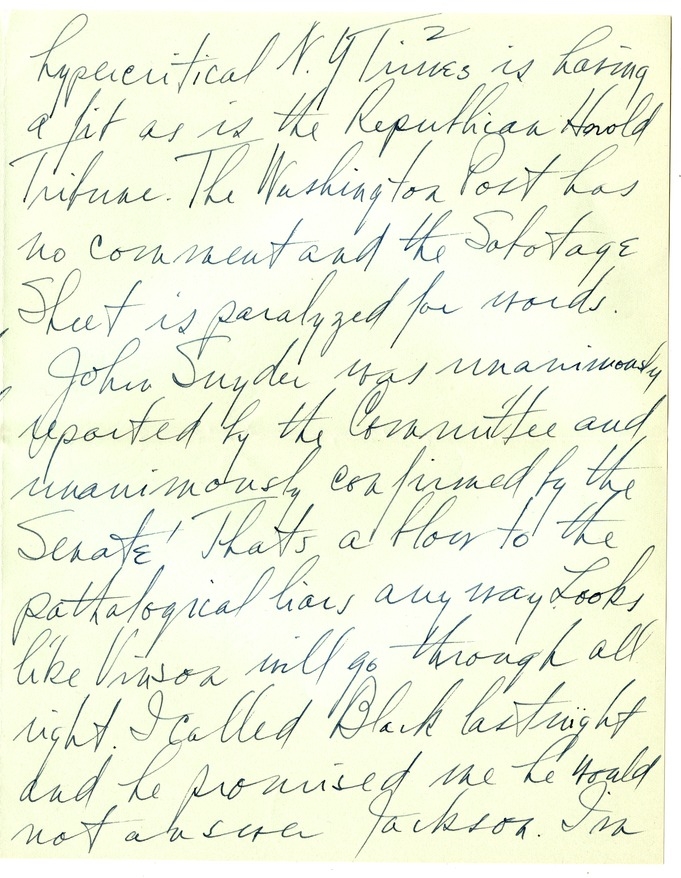 Letter from Harry S. Truman to Bess W. Truman