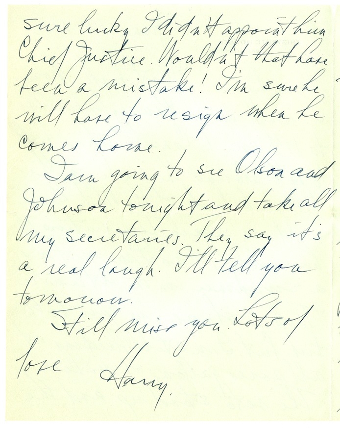 Letter from Harry S. Truman to Bess W. Truman