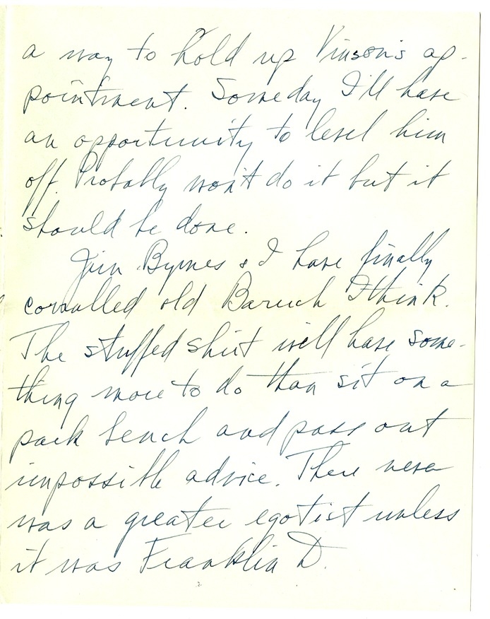 Letter from Harry S. Truman to Bess W. Truman